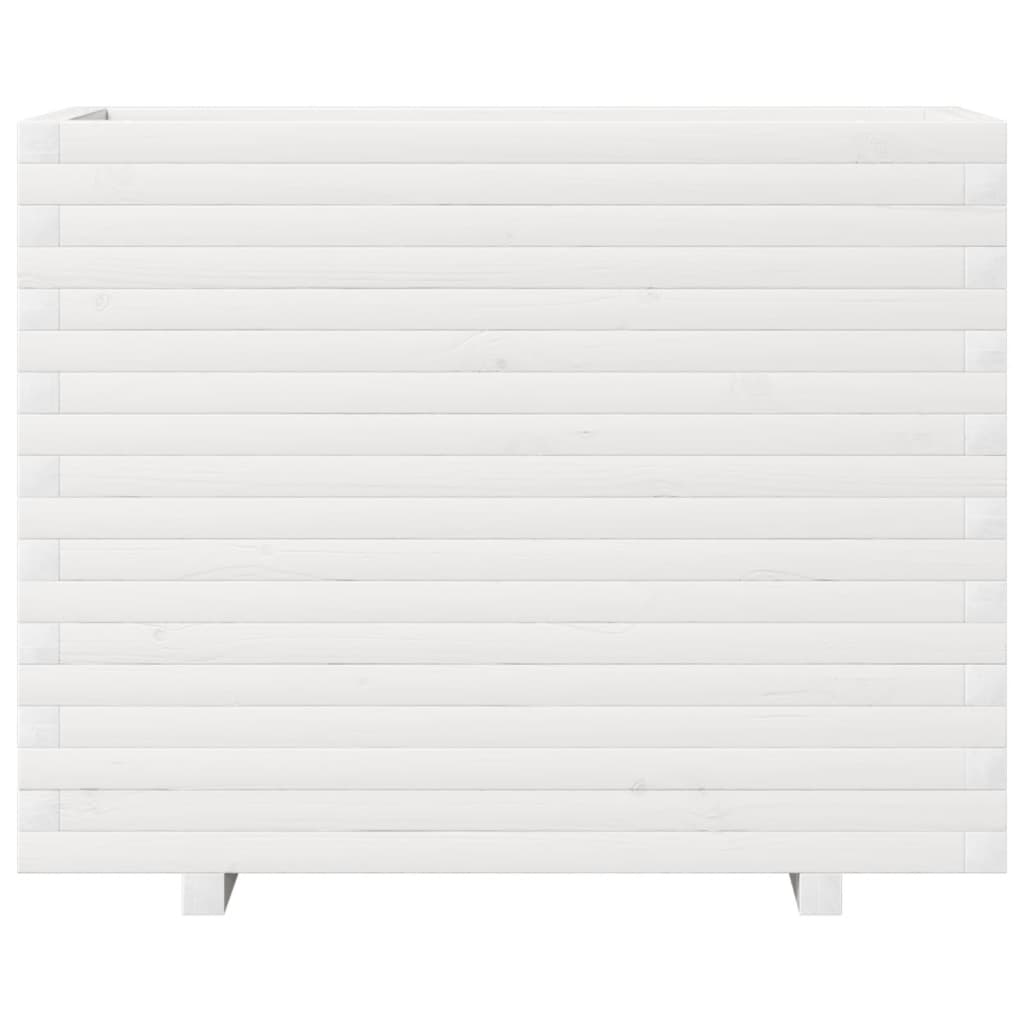 Ζαρντινιέρα Λευκή 90x40x72 εκ. από Μασίφ Ξύλο Πεύκου