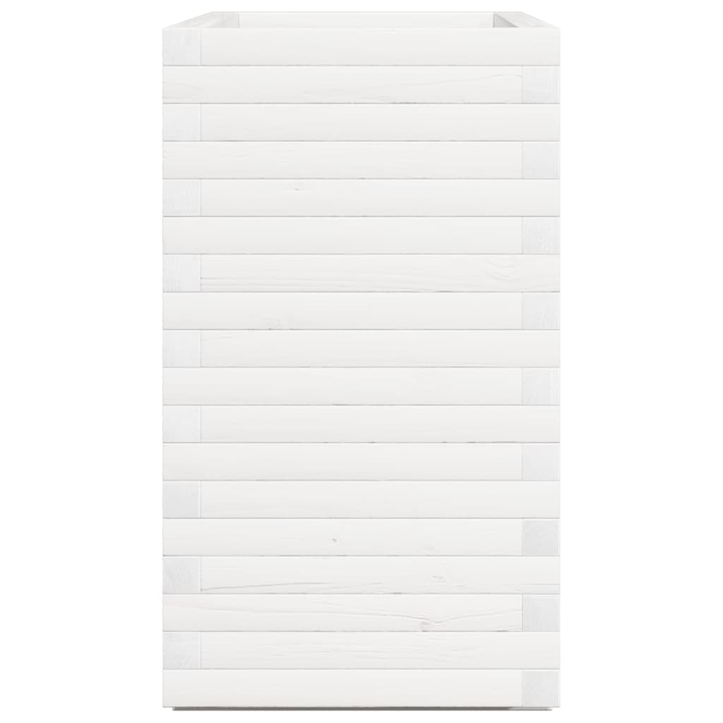 Ζαρντινιέρα Λευκή 90x40x72 εκ. από Μασίφ Ξύλο Πεύκου