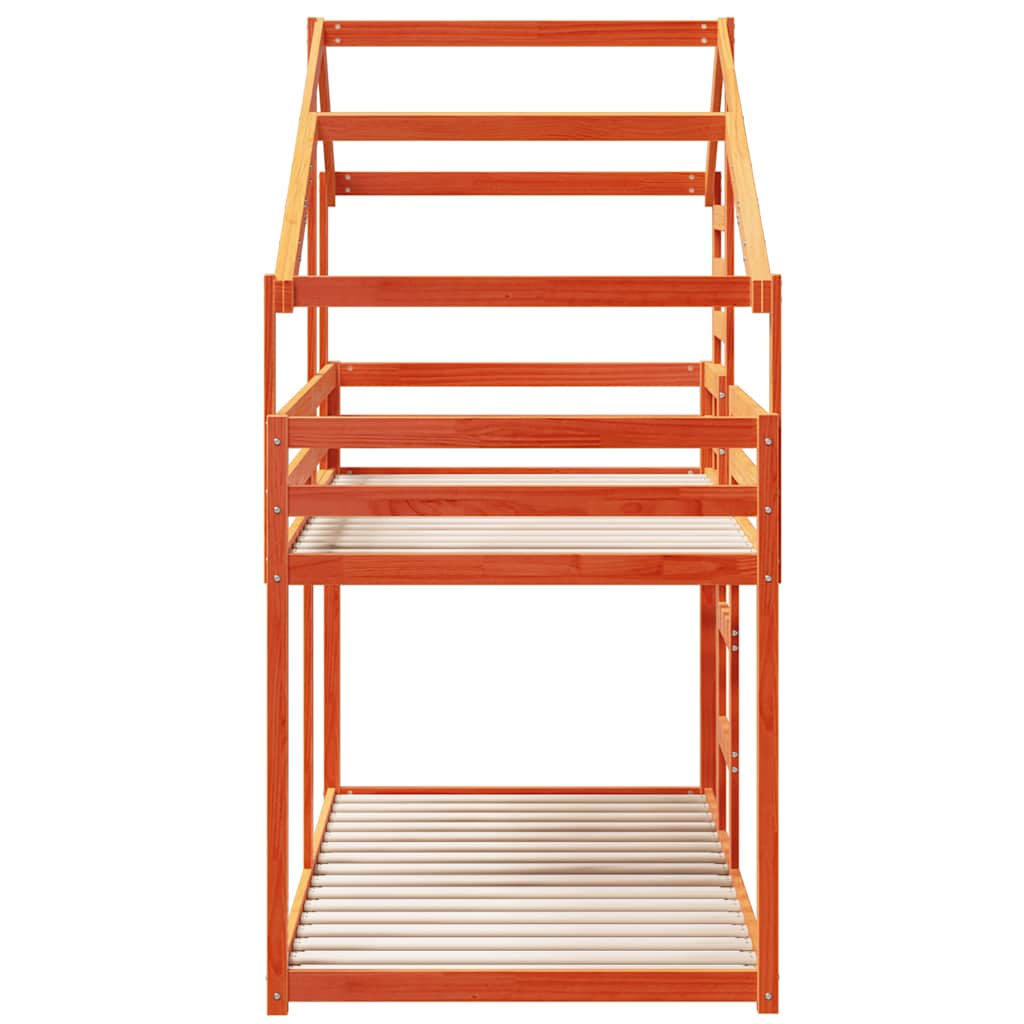 Κουκέτα με Οροφή Καφέ Κεριού 80x200 εκ. από Μασίφ Ξύλο Πεύκου