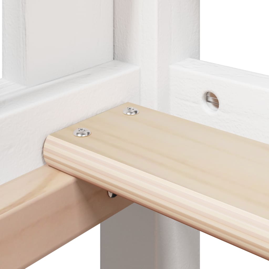 Κουκέτα με Οροφή Λευκό 75x190 εκ. από Μασίφ Ξύλο Πεύκου