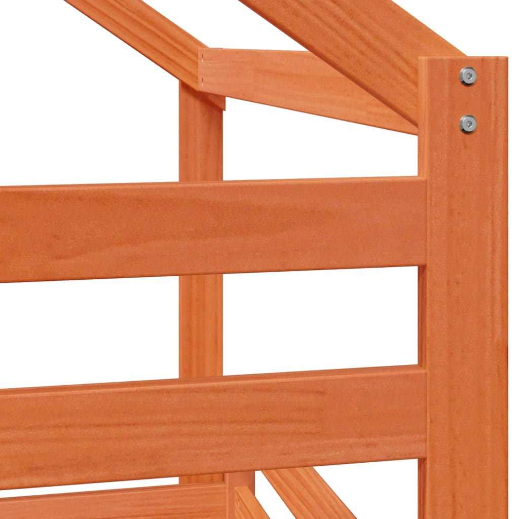 Κουκέτα με Οροφή Καφέ Κεριού 75x190 εκ. από Μασίφ Ξύλο Πεύκου - Pakobazaar