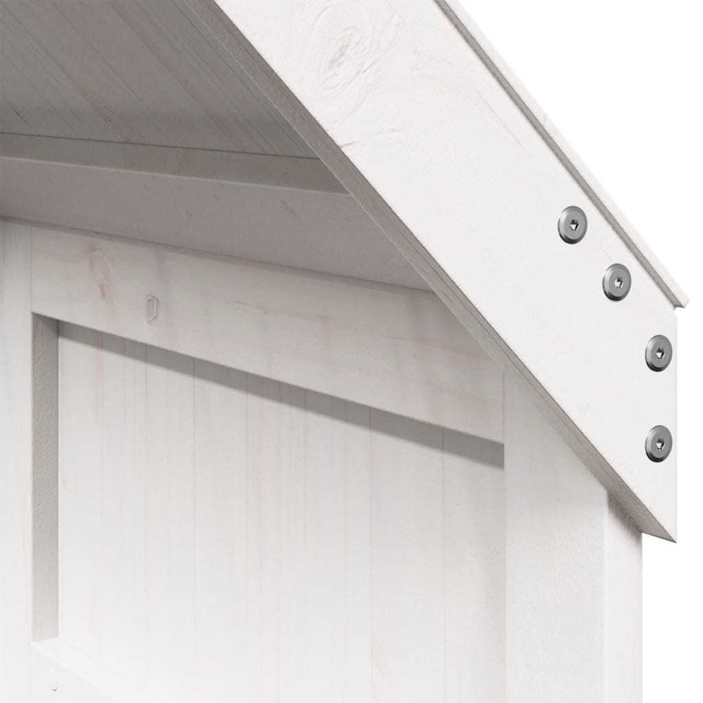 Κρεβάτι Υπερυψωμένο με Οροφή Λευκό 80x200 εκ. Μασίφ Ξύλο Πεύκου