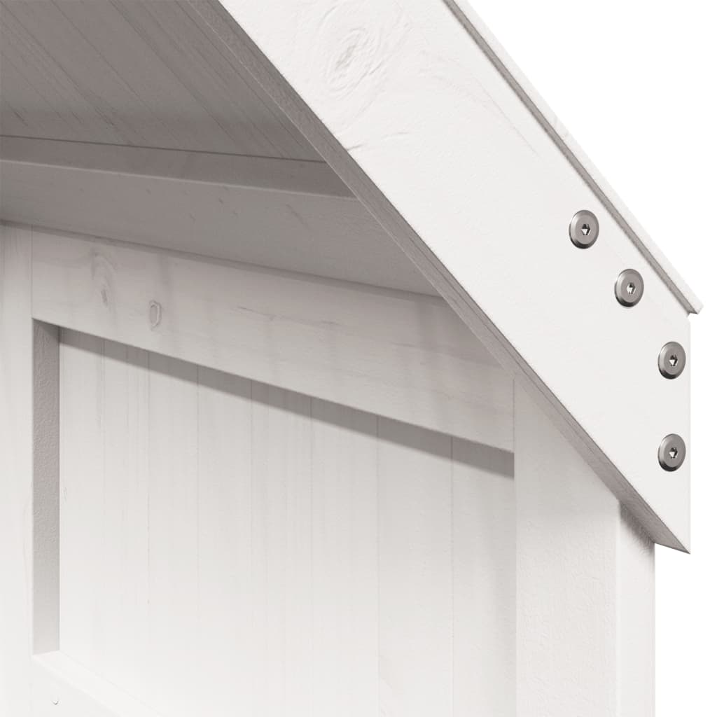 Κρεβάτι Υπερυψωμένο με Οροφή Λευκό 90x200 εκ. Μασίφ Ξύλο Πεύκου - Pakobazaar