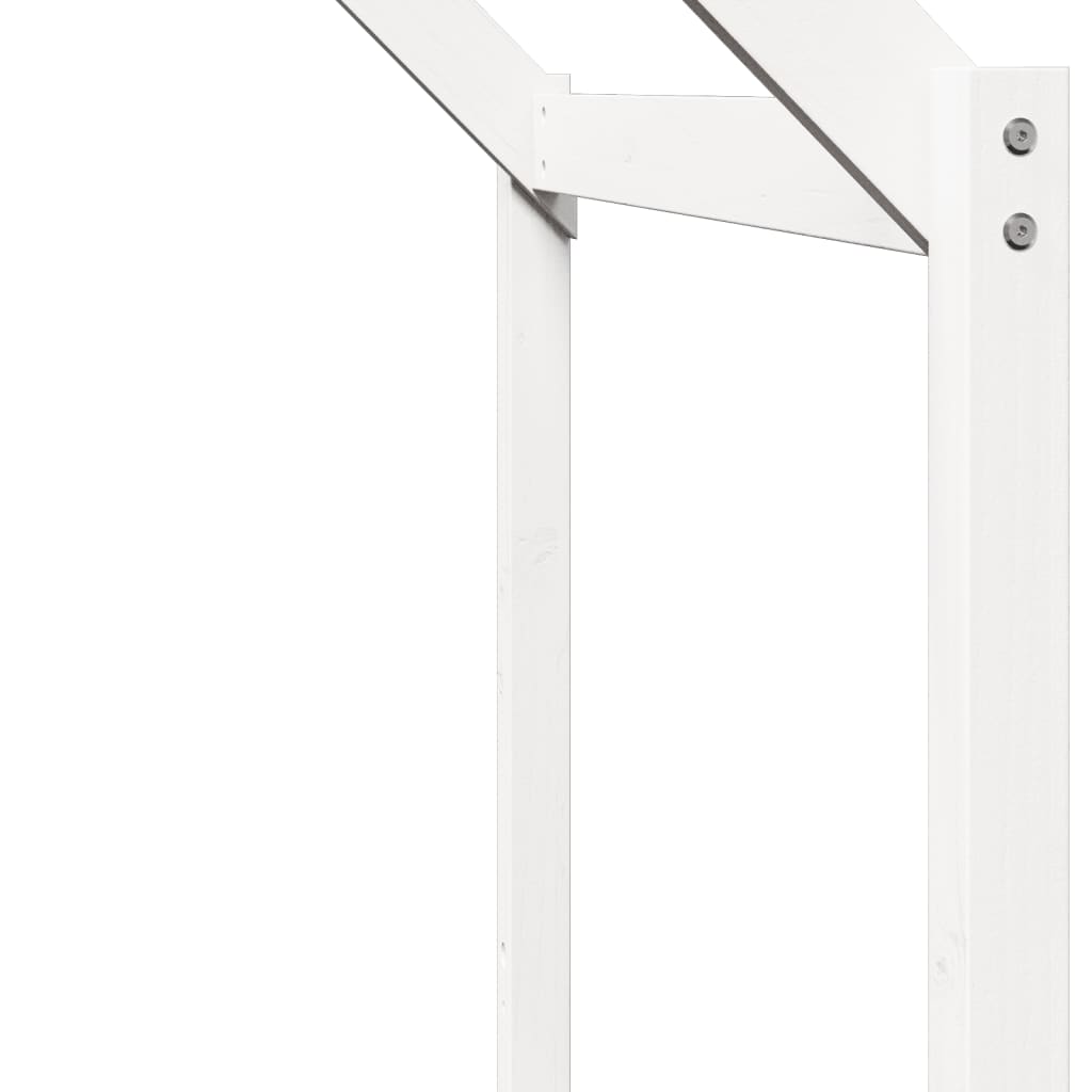 Κουκέτα με Οροφή Λευκό 90 x 200 εκ. από Μασίφ Ξύλο Πεύκου