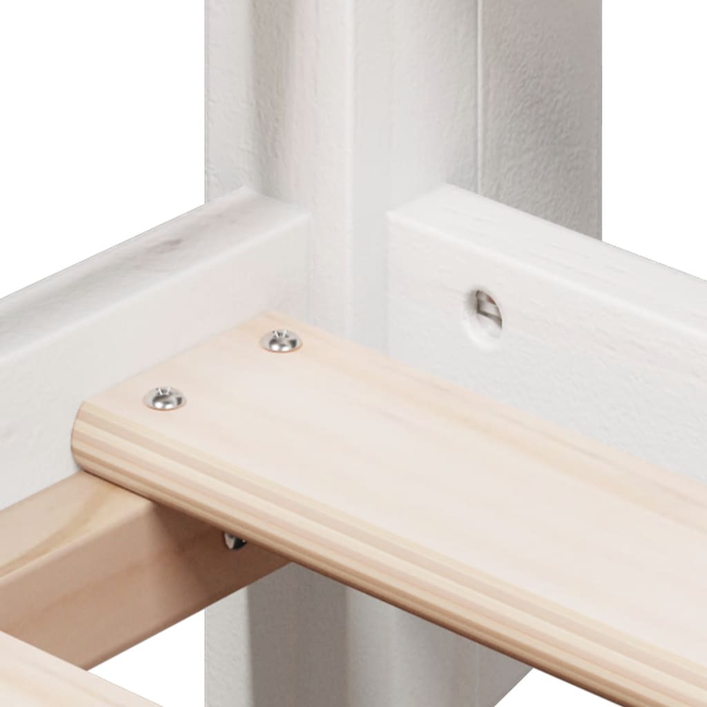 Κρεβάτι Υπερυψωμένο με Οροφή Λευκό 80x200 εκ. Μασίφ Ξύλο Πεύκου