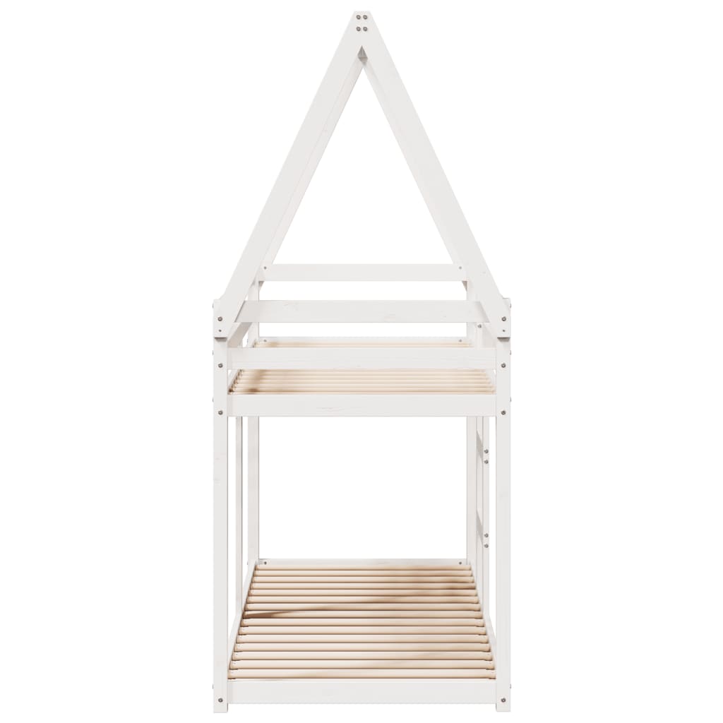 Κουκέτα με Οροφή Λευκό 90 x 200 εκ. από Μασίφ Ξύλο Πεύκου - Pakobazaar