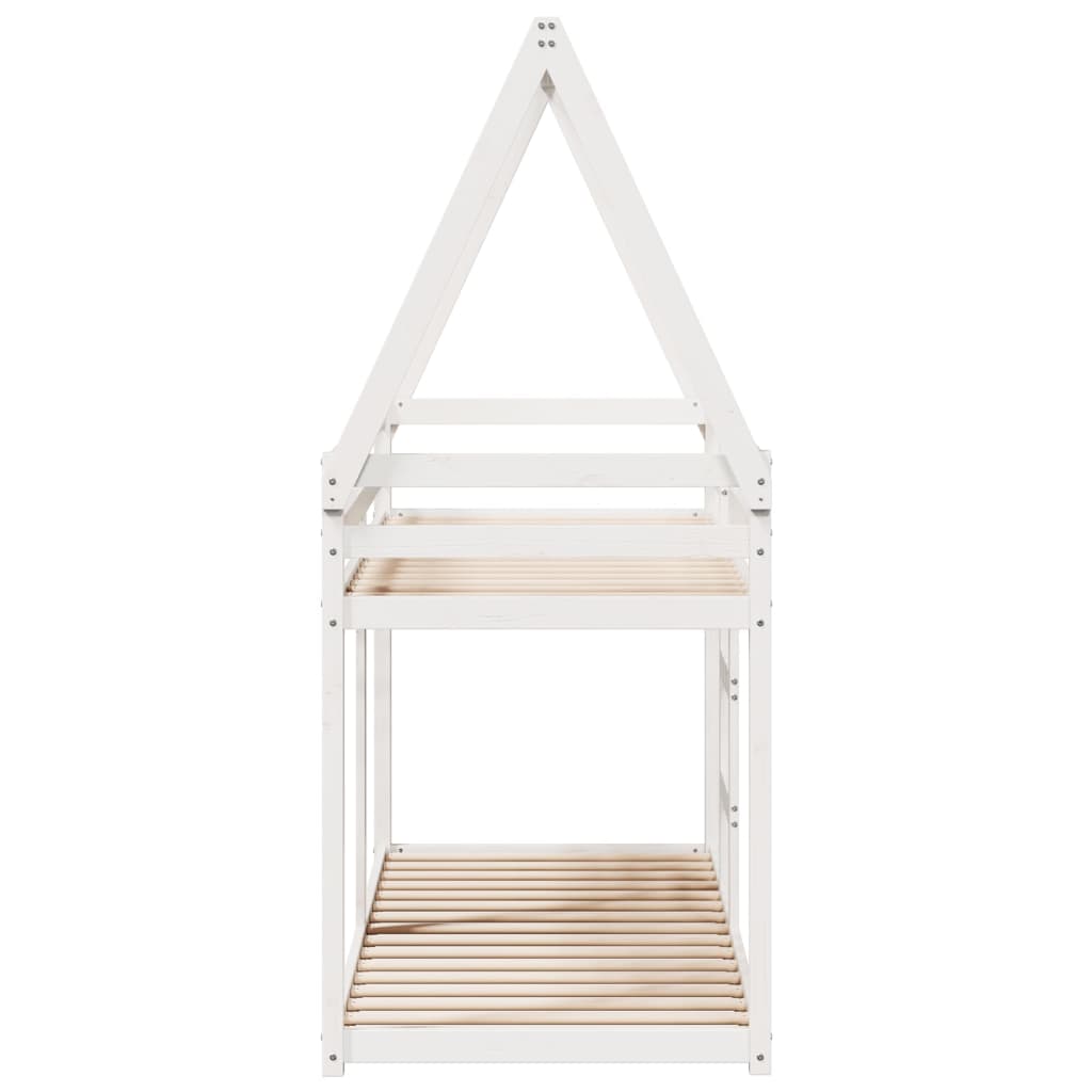 Κουκέτα με Οροφή Λευκό 90x190 εκ. από Μασίφ Ξύλο Πεύκου - Pakobazaar