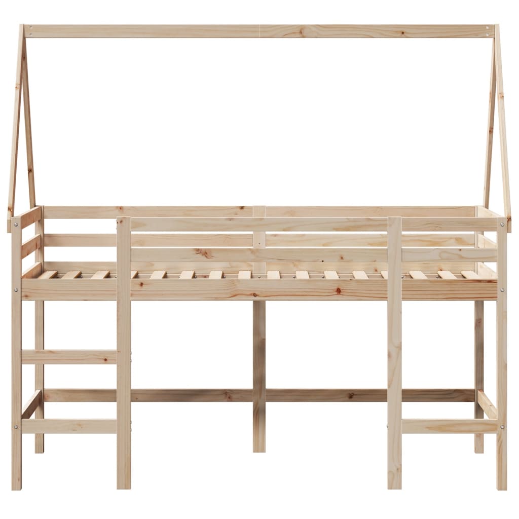 Υπερυψ. Κρεβάτι Λευκό 80x200 εκ. Μασίφ Πεύκο με Σκάλα / Οροφή - Pakobazaar