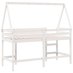Υπερυψ. Κρεβάτι Λευκό 80x200 εκ. Μασίφ Πεύκο με Σκάλα / Οροφή
