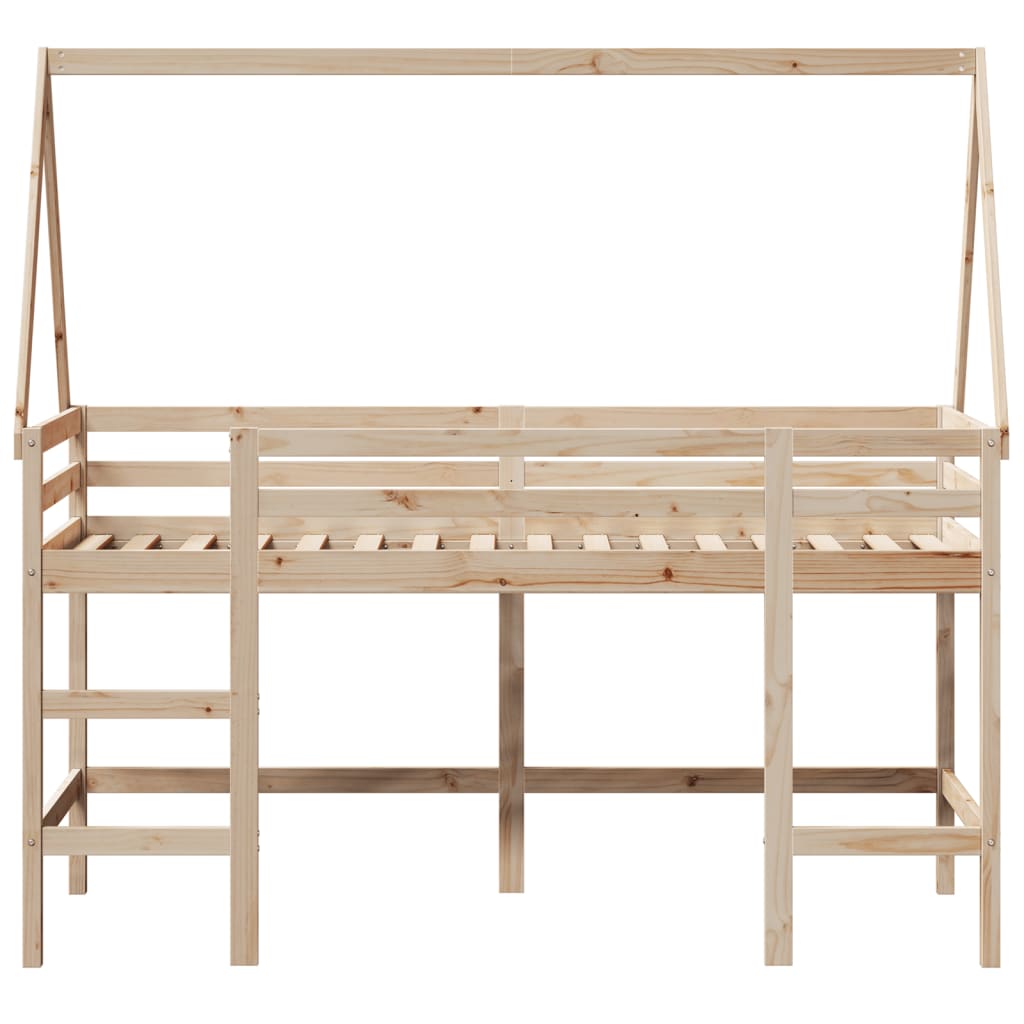 Υπερυψ. Κρεβάτι 90x190 εκ. Μασίφ Πεύκο με Σκάλα / Οροφή - Pakobazaar