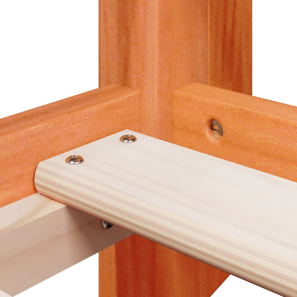 Κουκέτα με Οροφή Καφέ Κεριού 90x200εκ. από Μασίφ Ξύλο Πεύκου