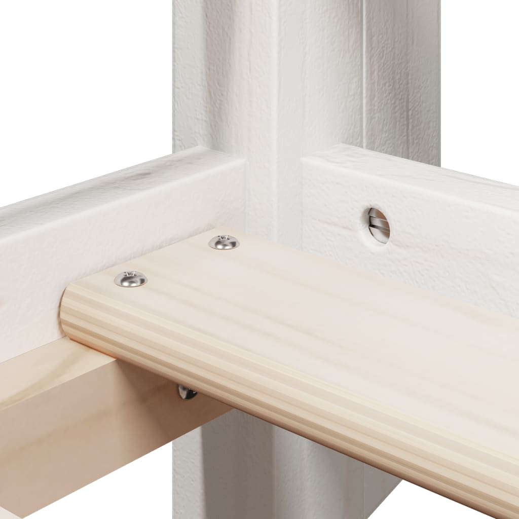 Κουκέτα με Οροφή Λευκό 80x200 εκ. από Μασίφ Ξύλο Πεύκου