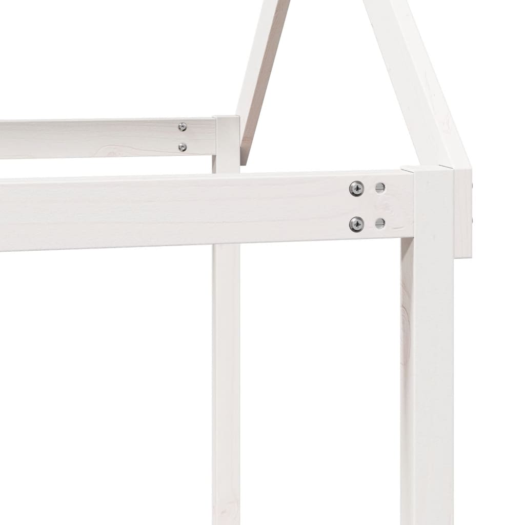 Κουκέτα με Οροφή Λευκό 80x200 εκ. από Μασίφ Ξύλο Πεύκου