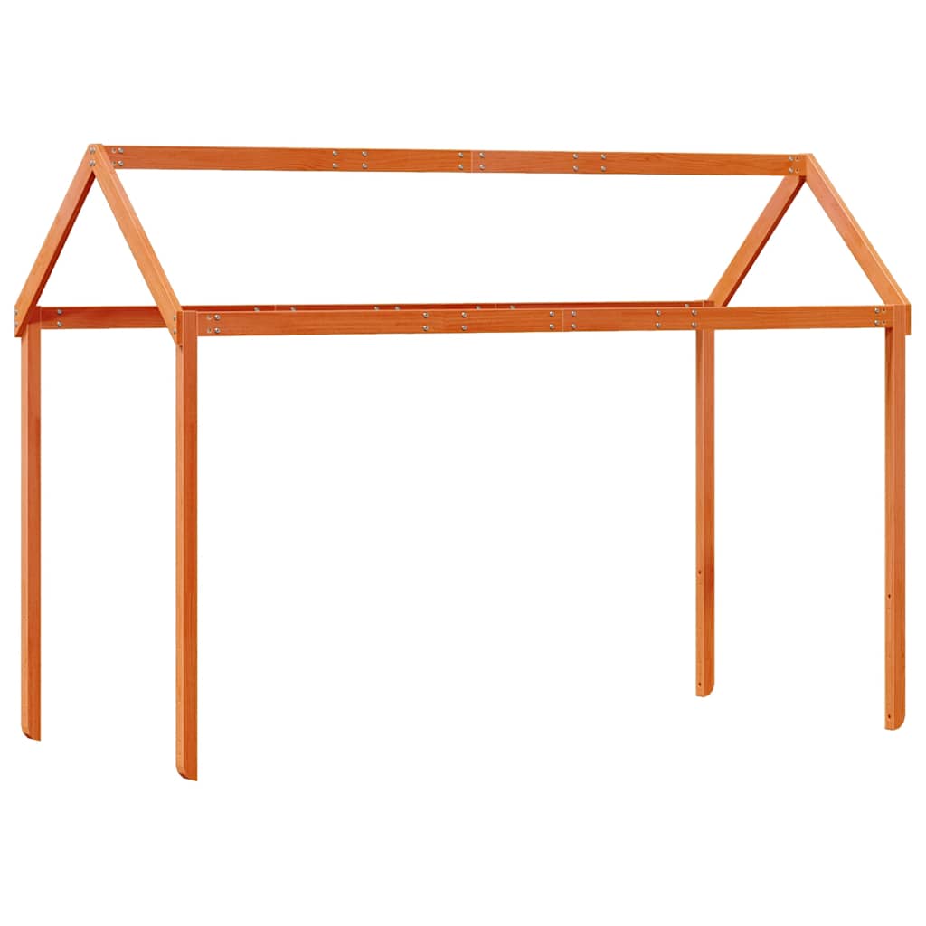 Κρεβάτι Υπερυψωμένο με Οροφή Καφέ 90x190 εκ. Μασίφ Ξύλο Πεύκου