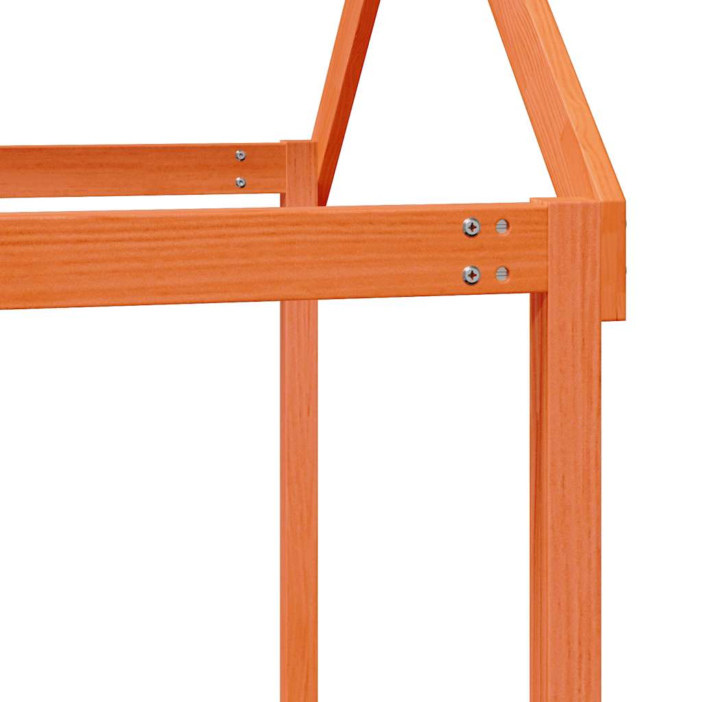 Κρεβάτι Υπερυψωμένο με Οροφή Καφέ 90x190 εκ. Μασίφ Ξύλο Πεύκου