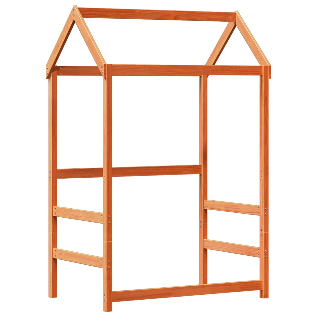 Πλαίσιο Κρεβατιού με Οροφή Καφέ 75x190 εκ. Μασίφ Ξύλο Πεύκου