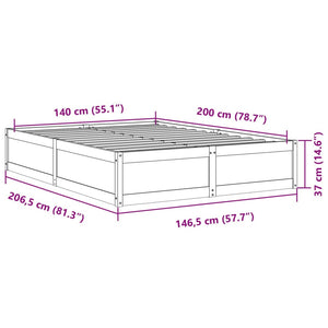 Σκελετός Κρεβατιού Χωρίς Στρώμα Καφέ 140x200 Μασίφ Ξύλο Πεύκου