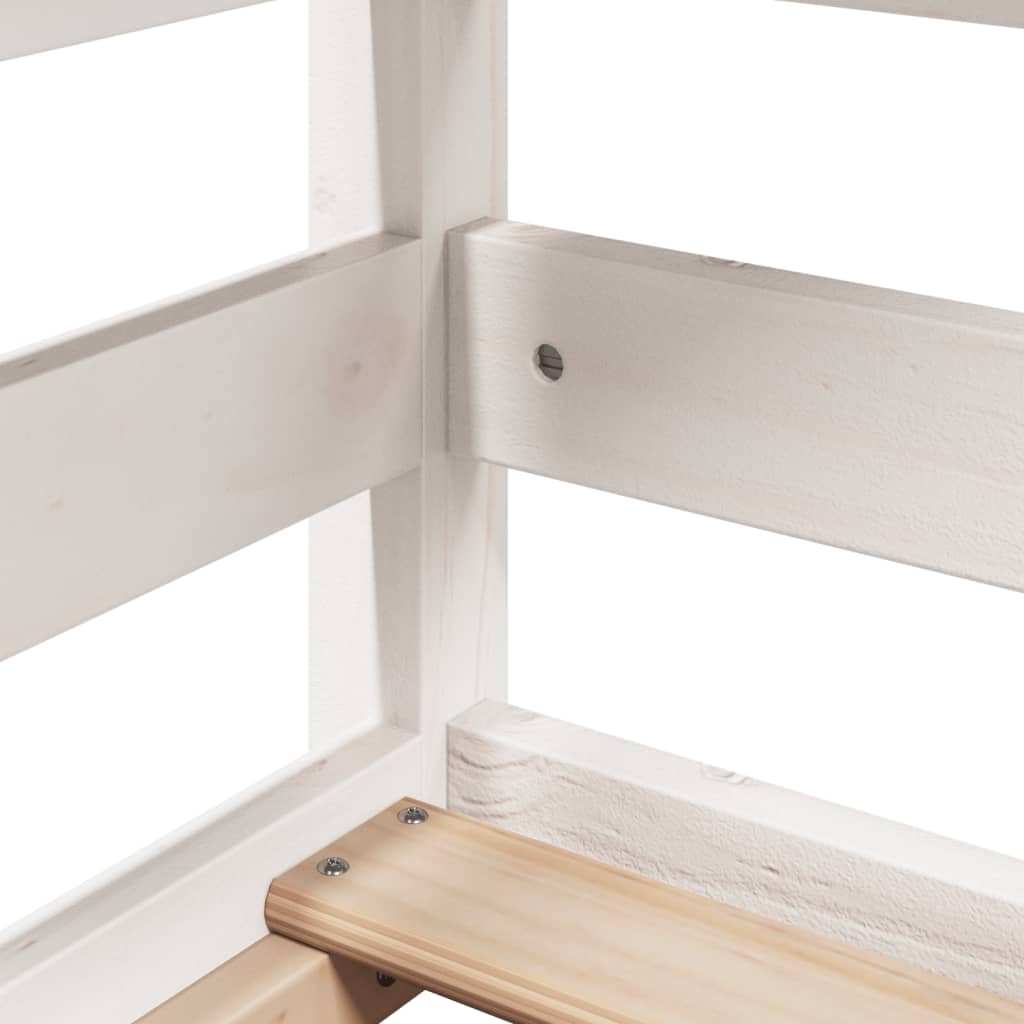 Κουκέτα με Οροφή Λευκό 90 x 200 εκ. από Μασίφ Ξύλο Πεύκου