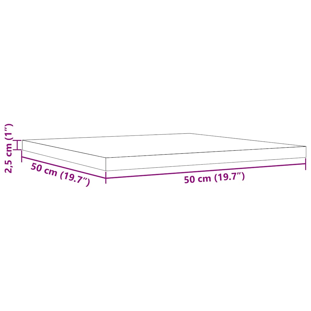 Επιφάνεια Τραπεζιού Τετράγωνη 50x50x2,5 εκ. Μασίφ Ξύλο Πεύκου