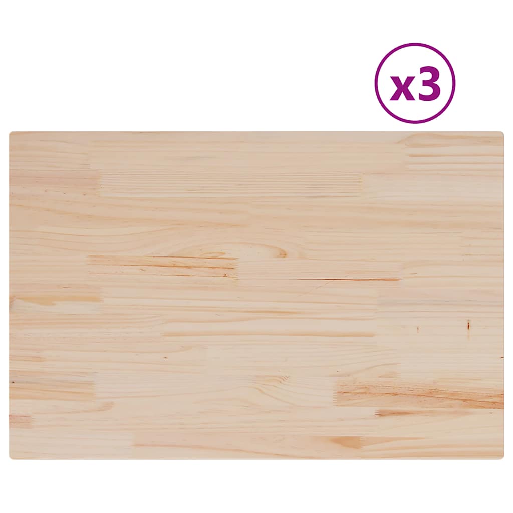 Επιφάνειες Τραπεζιού Ορθογώνιες 3 τεμ. 80x53x2,5 εκ Μασίφ Πεύκο