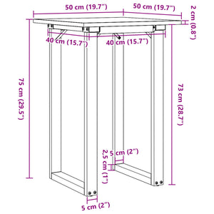 Τραπέζι Τραπεζαρίας Πλαίσιο Ο50x50x75εκ Μασίφ Πεύκο/Ατσάλι