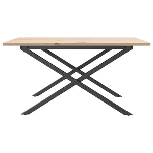 Τραπεζάκι Σαλονιού Πλαίσιο Χ 90x90x45εκ Μασίφ Πεύκο/Ατσάλι