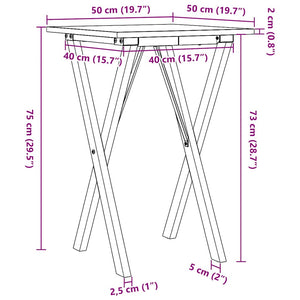 Τραπέζι Τραπεζαρίας Πλαίσιο Χ50x50x75εκ Μασίφ Πεύκο/Ατσάλι