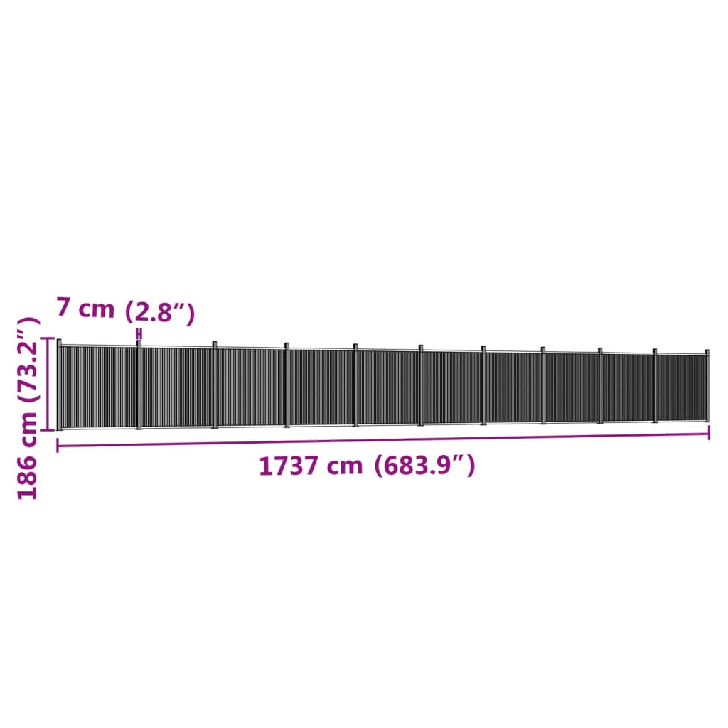 Πάνελ Περίφραξης Γκρι 1737 x 186 εκ. από WPC