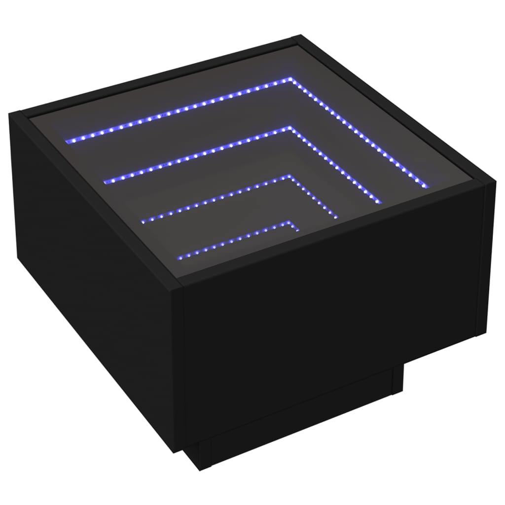 Τραπέζι Βοηθητικό με LED Μαύρο 40x40x30 εκ. Επεξεργασμένο Ξύλο - Pakobazaar