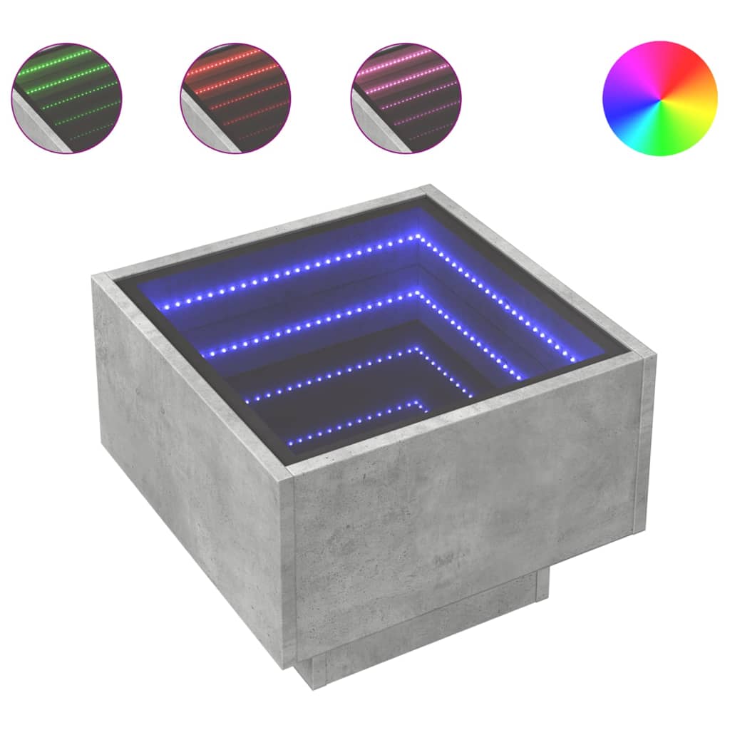 Τραπέζι Βοηθητικό με LED Γκρι 40x40x30 εκ. Επεξεργασμένο Ξύλο - Pakobazaar