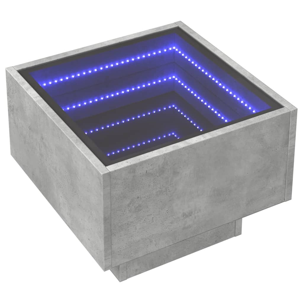 Τραπέζι Βοηθητικό με LED Γκρι 40x40x30 εκ. Επεξεργασμένο Ξύλο - Pakobazaar
