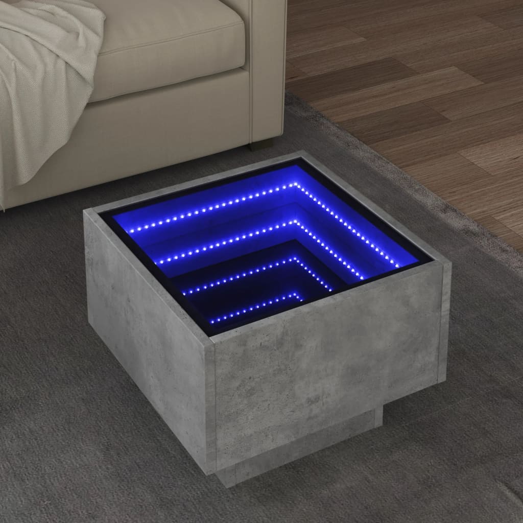 Τραπέζι Βοηθητικό με LED Γκρι 40x40x30 εκ. Επεξεργασμένο Ξύλο - Pakobazaar