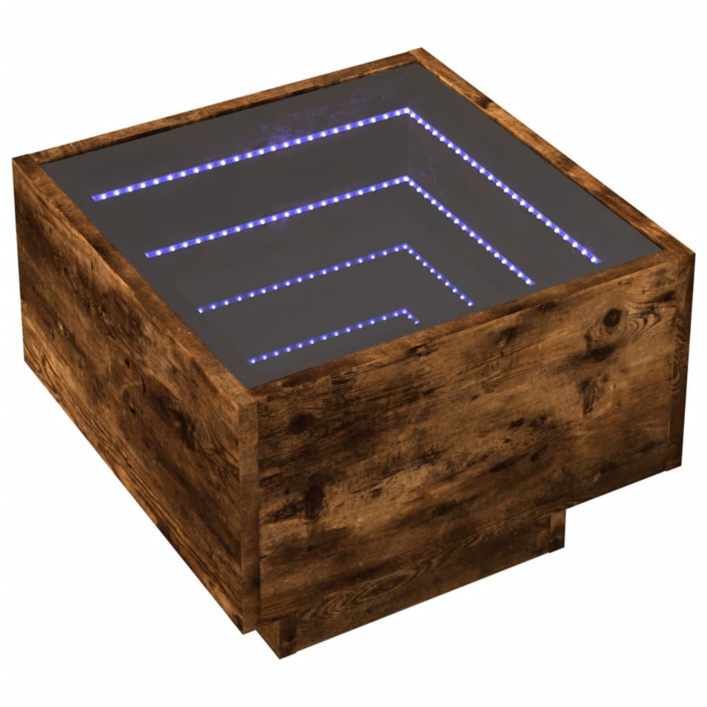 Τραπέζι Βοηθητικό με LED Δρυς 40x40x30 εκ. Επεξεργασμένο Ξύλο - Pakobazaar