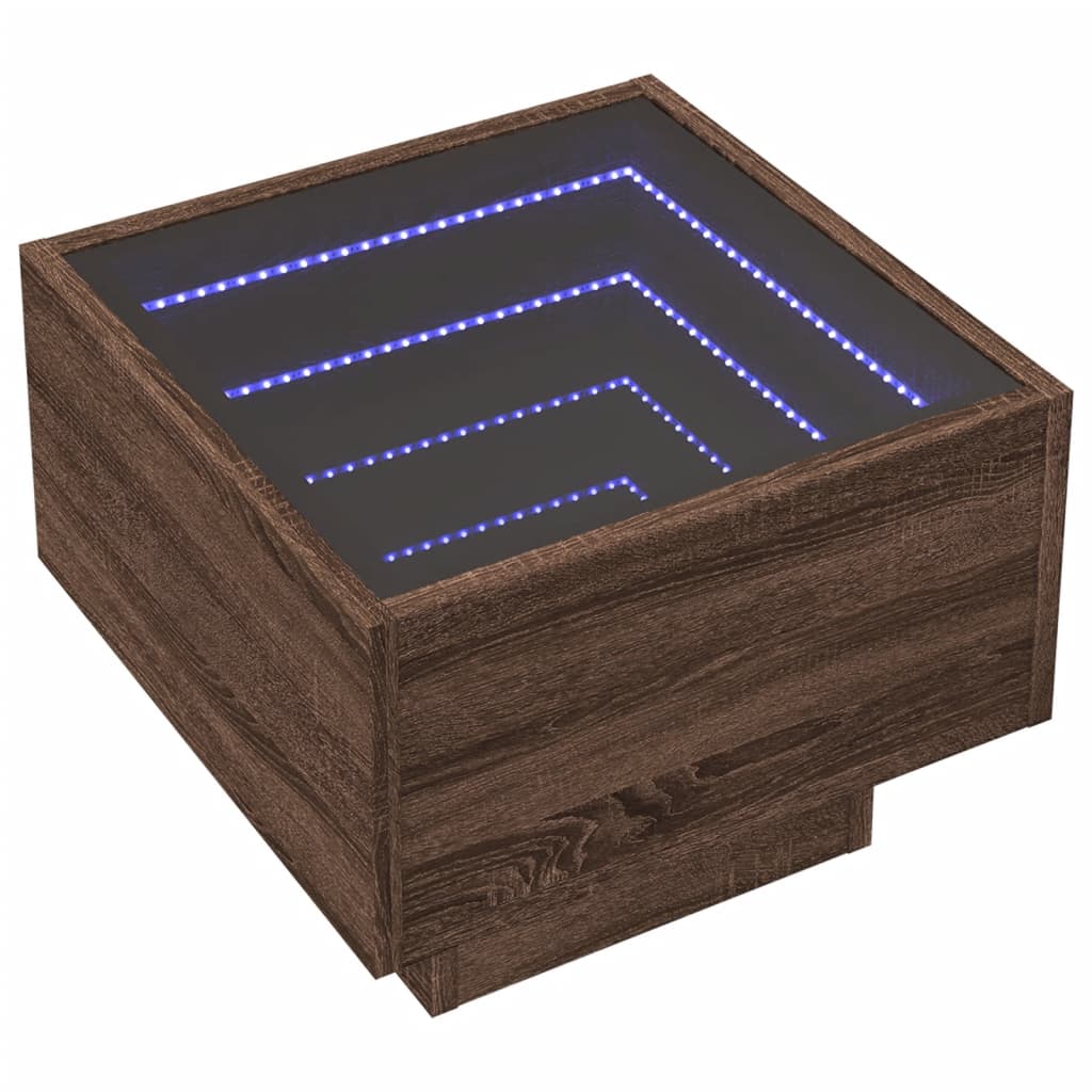 Τραπέζι Βοηθητικό με LED Δρυς 40x40x30 εκ. Επεξεργασμένο Ξύλο - Pakobazaar