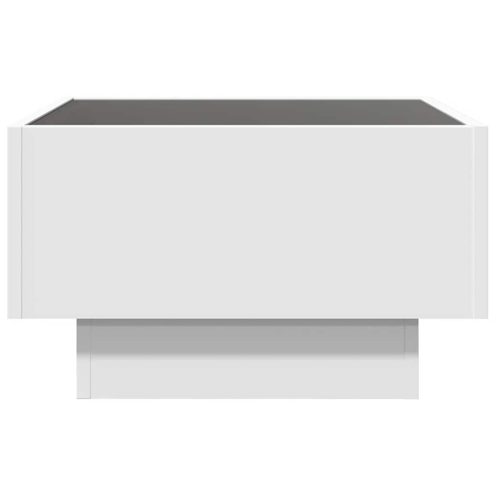 Τραπεζάκι Σαλονιού με LED Λευκό 50x50x30 εκ. Επεξεργασμένο Ξύλο - Pakobazaar