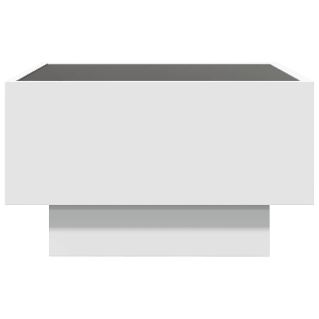 Τραπεζάκι Σαλονιού με LED Λευκό 50x50x30 εκ. Επεξεργασμένο Ξύλο - Pakobazaar