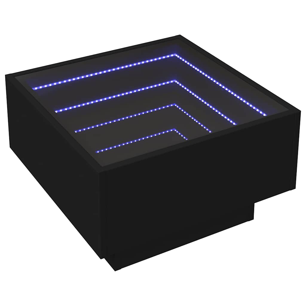 Τραπεζάκι Σαλονιού με LED Μαύρο 50x50x30 εκ. Επεξεργασμένο Ξύλο