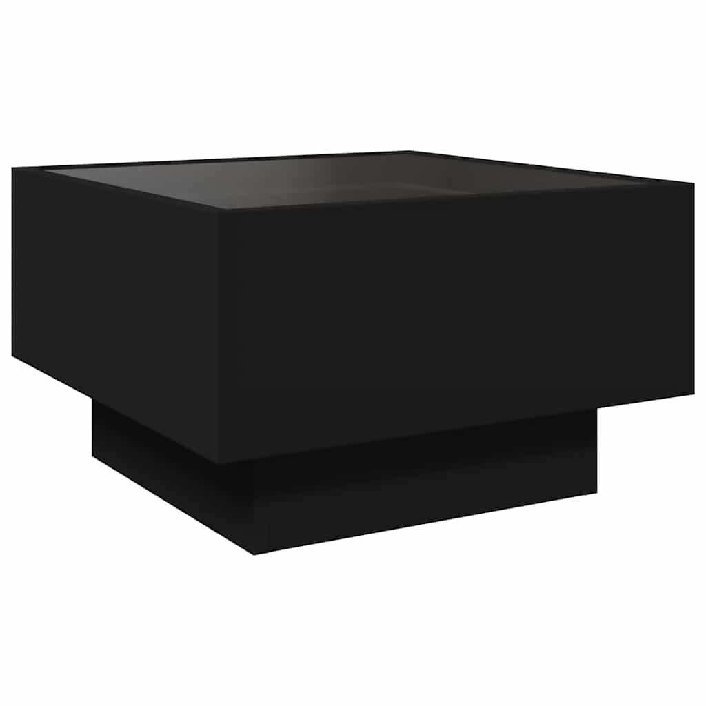 Τραπεζάκι Σαλονιού με LED Μαύρο 50x50x30 εκ. Επεξεργασμένο Ξύλο