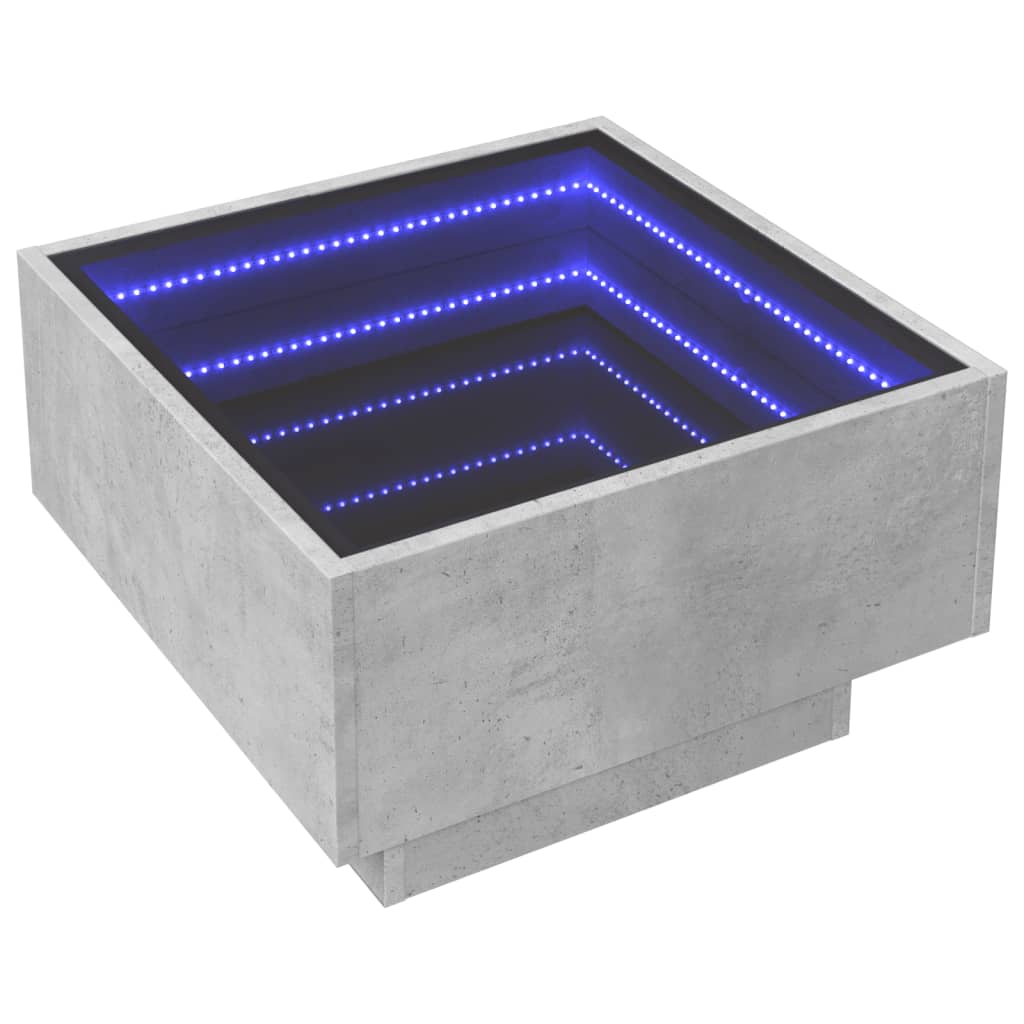 Τραπεζάκι Σαλονιού με LED Γκρι 50x50x30 εκ. Επεξεργασμένο Ξύλο - Pakobazaar
