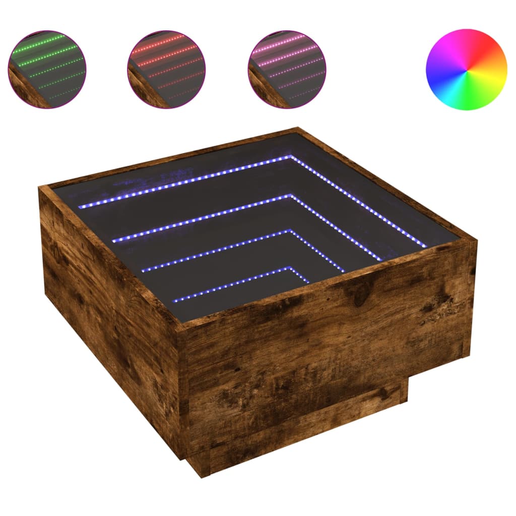 Τραπεζάκι Σαλονιού με LED Δρυς 50x50x30 εκ. Επεξεργασμένο Ξύλο