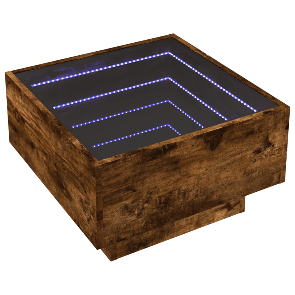 Τραπεζάκι Σαλονιού με LED Δρυς 50x50x30 εκ. Επεξεργασμένο Ξύλο
