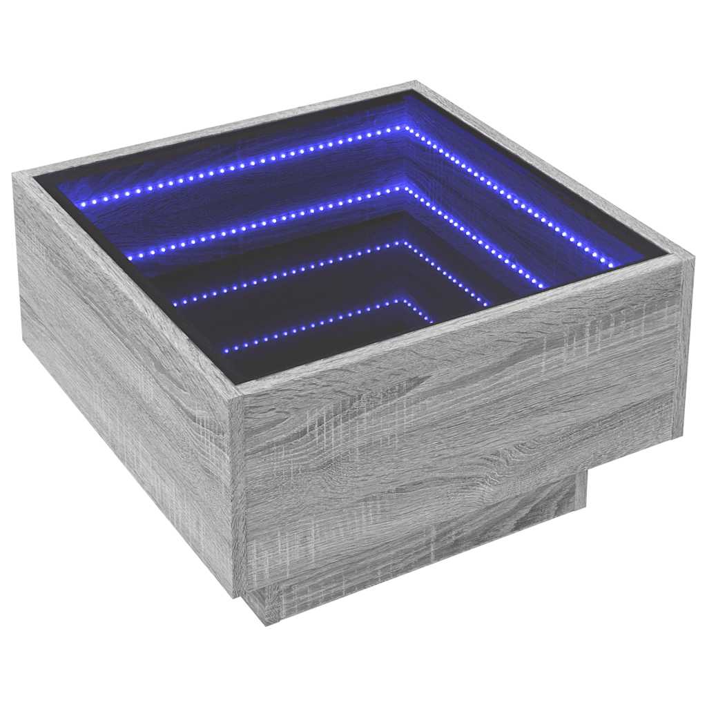 Τραπεζάκι Σαλονιού με LED Γκρι 50x50x30 εκ. Επεξεργασμένο Ξύλο