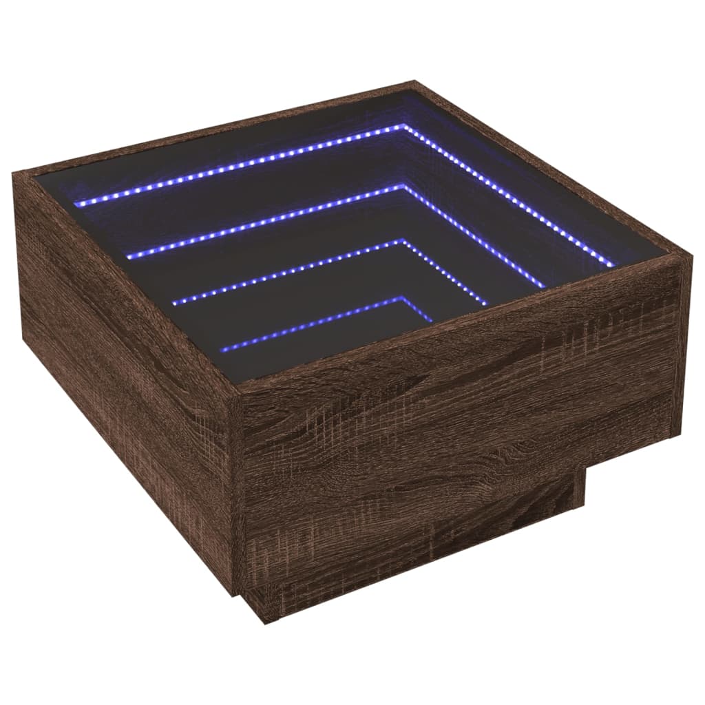 Τραπεζάκι Σαλονιού με LED Δρυς 50x50x30 εκ. Επεξεργασμένο Ξύλο - Pakobazaar