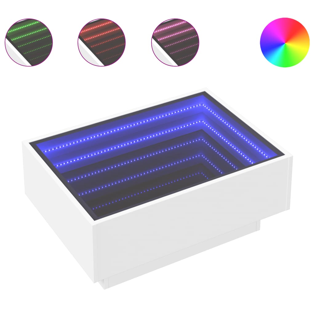 Τραπεζάκι Σαλονιού με LED Λευκό 70x50x30 εκ. Επεξεργασμένο Ξύλο - Pakobazaar