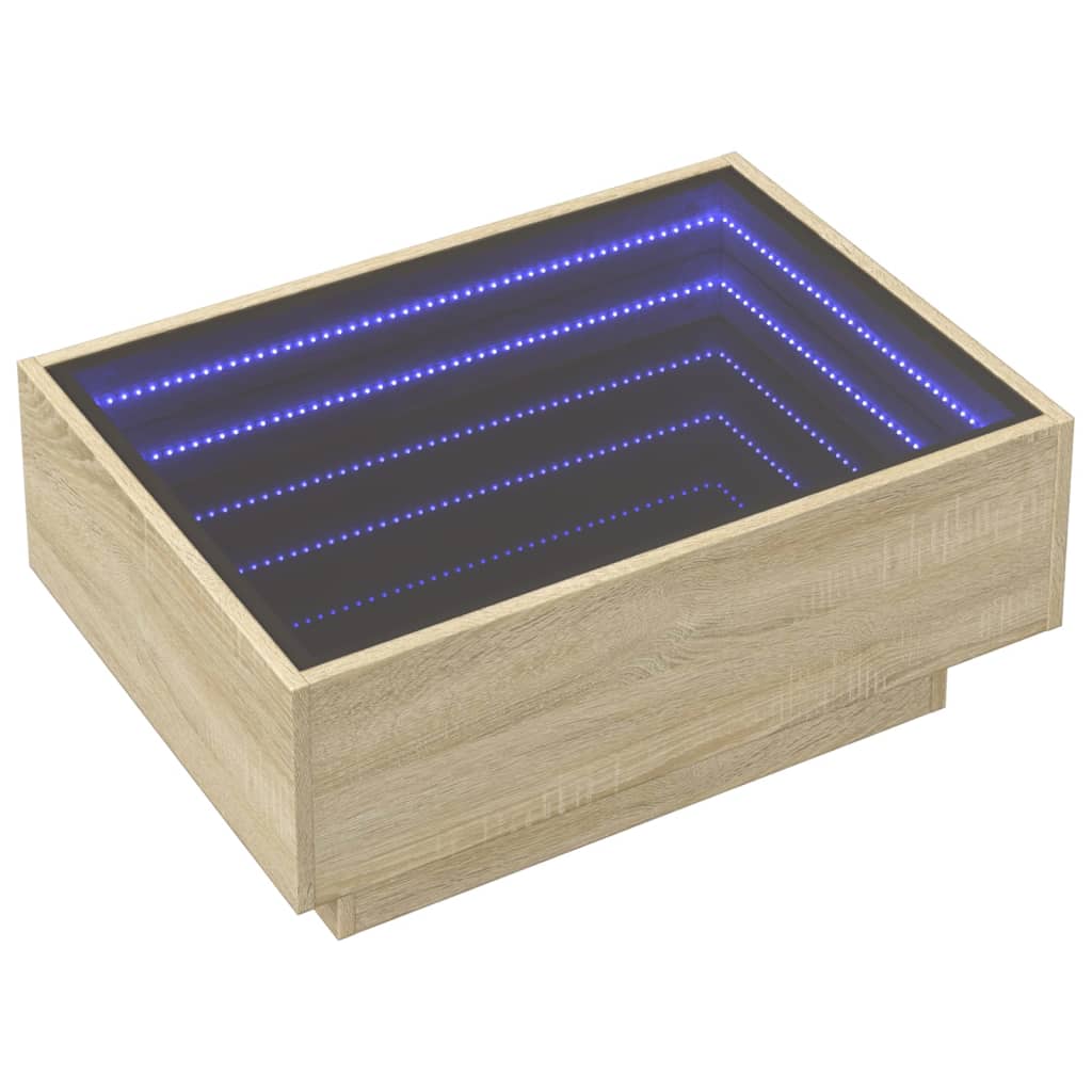 Τραπεζάκι Σαλονιού με LED Δρυς 70x50x30 εκ. Επεξεργασμένο Ξύλο - Pakobazaar