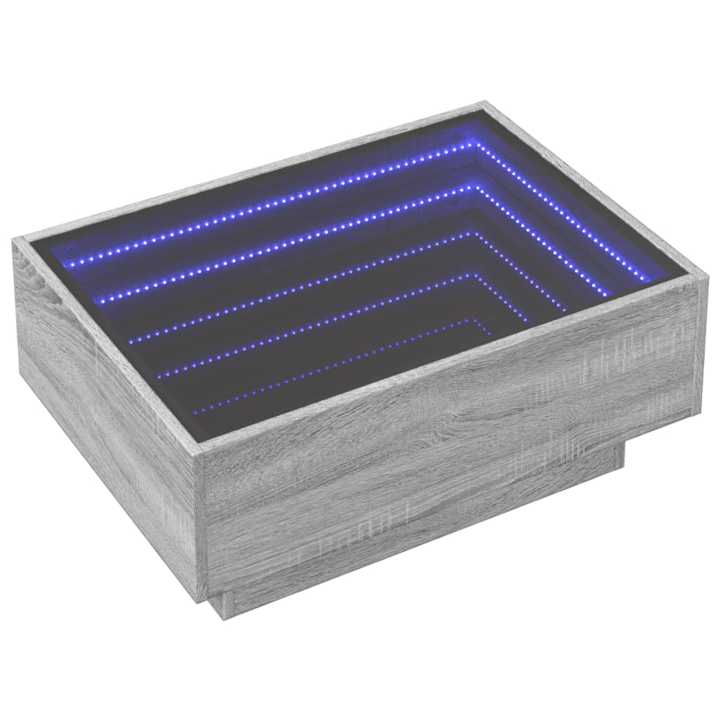 Τραπεζάκι Σαλονιού με LED Γκρι 70x50x30 εκ. Επεξεργασμένο Ξύλο - Pakobazaar
