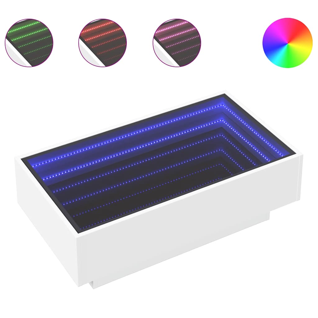 Τραπεζάκι Σαλονιού με LED Λευκό 90x50x30 εκ. Επεξεργασμένο Ξύλο - Pakobazaar