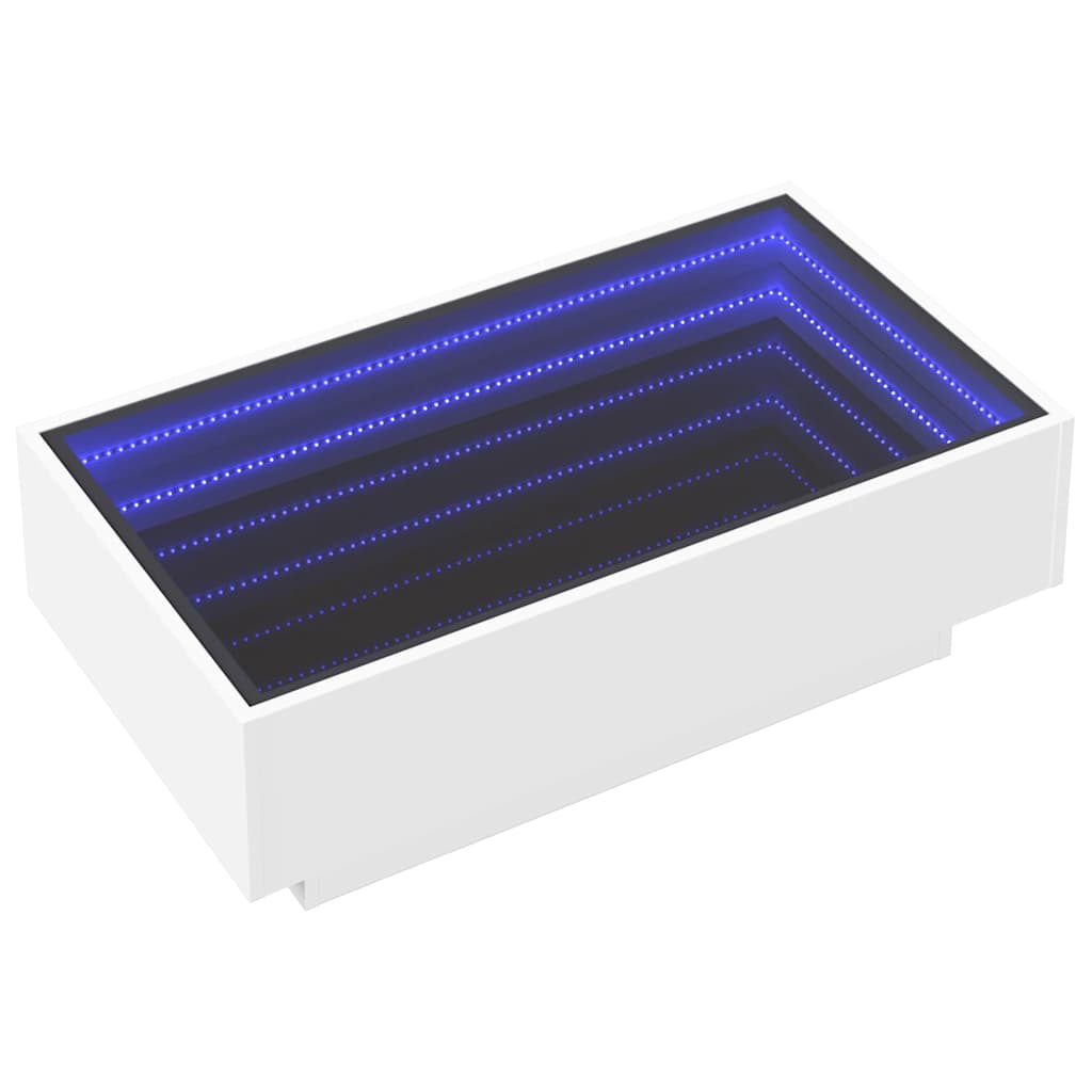 Τραπεζάκι Σαλονιού με LED Λευκό 90x50x30 εκ. Επεξεργασμένο Ξύλο - Pakobazaar