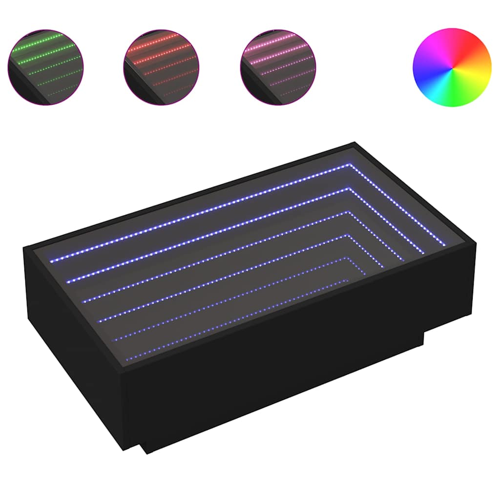 Τραπεζάκι Σαλονιού με LED Μαύρο 90x50x30 εκ. Επεξεργασμένο Ξύλο