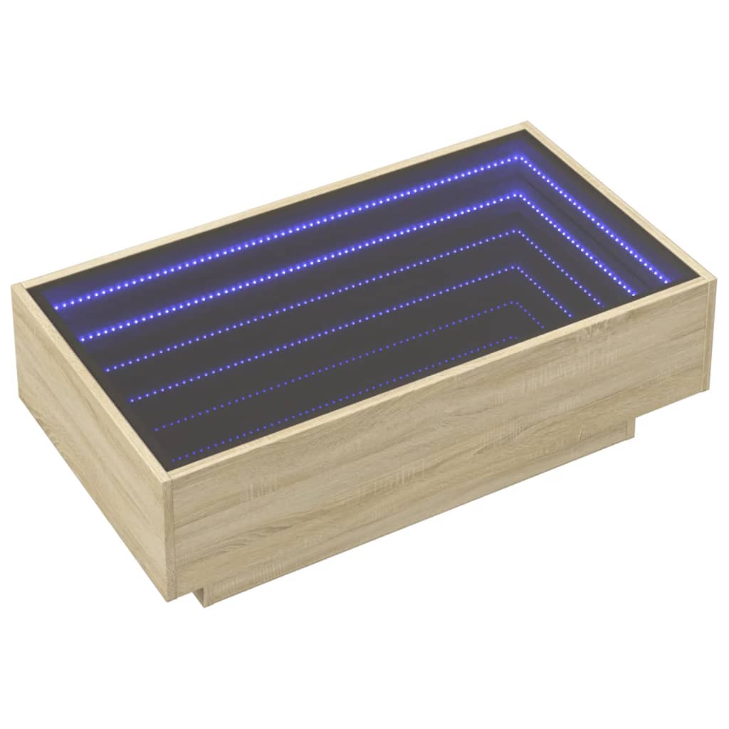 Τραπεζάκι Σαλονιού με LED Δρυς 90x50x30 εκ. Επεξεργασμένο Ξύλο - Pakobazaar